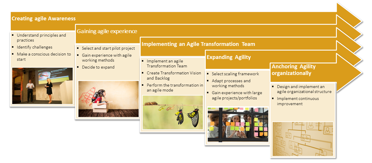 Our approach - We accompany you from the first awareness sessions to the introduction of an agile organization 